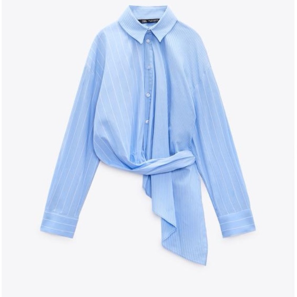 Blue Striped Button-Up Blouse - Picture 4 of 4